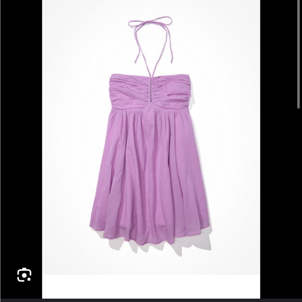 American Eagle Ruched Halter Mini Dress